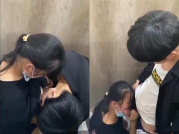 Đi học thêm rủ em lớp trưởng vào wc bú cu